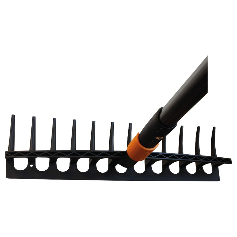 Grebla universala pentru iarba, 12 dinti, otel carbon, fara coada, Fiskars tip QuickFit™
