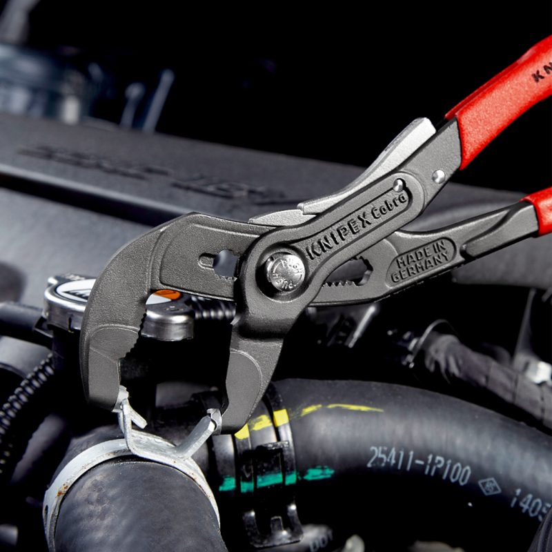 Cleste KNIPEX pentru coliere din banda elastica max. Ø70 mm, 250 mm, cu organ de fixare