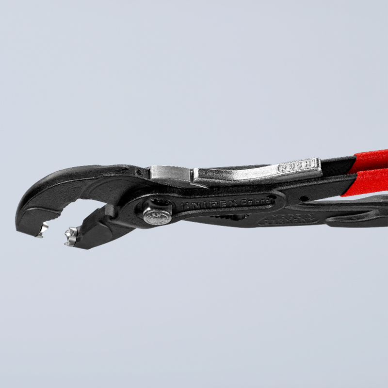 Cleste KNIPEX pentru coliere din banda elastica max. Ø70 mm, 250 mm, cu organ de fixare
