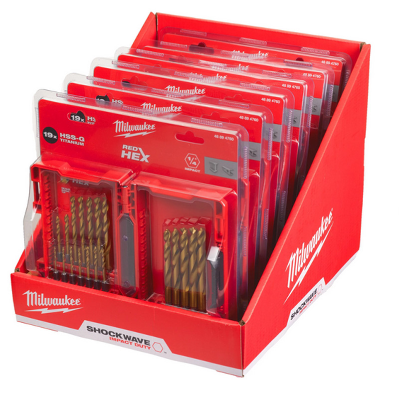 Set 19 burghie pentru metal Milwaukee SHOCKWAVE™ HSS-Ground Titan RED HEX 2- 10mm, HEX. 1/4