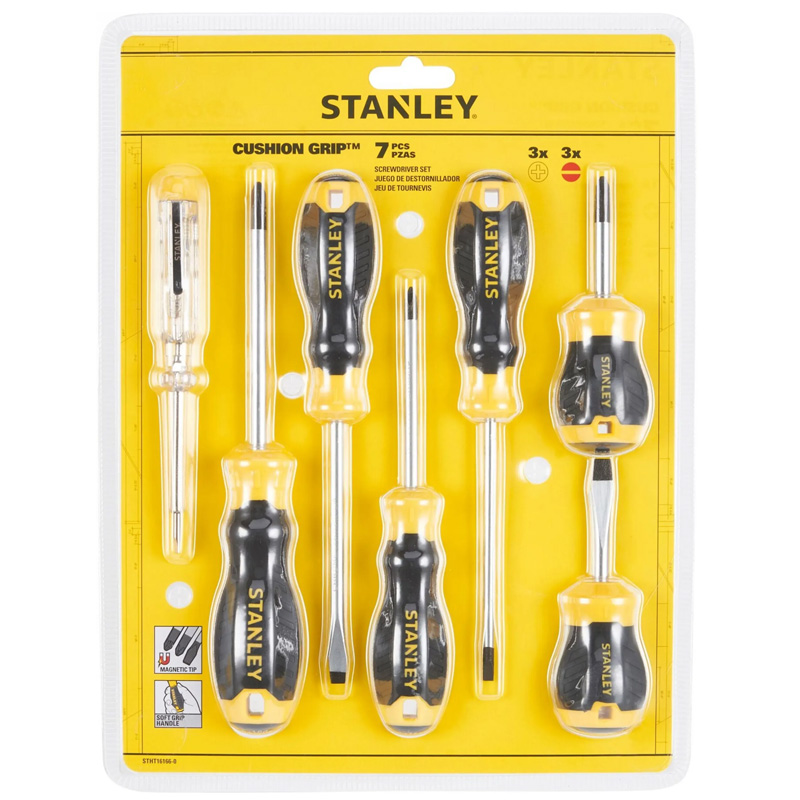 Set 6 surubelnite STANLEY® Cushion Grip + tester tensiune