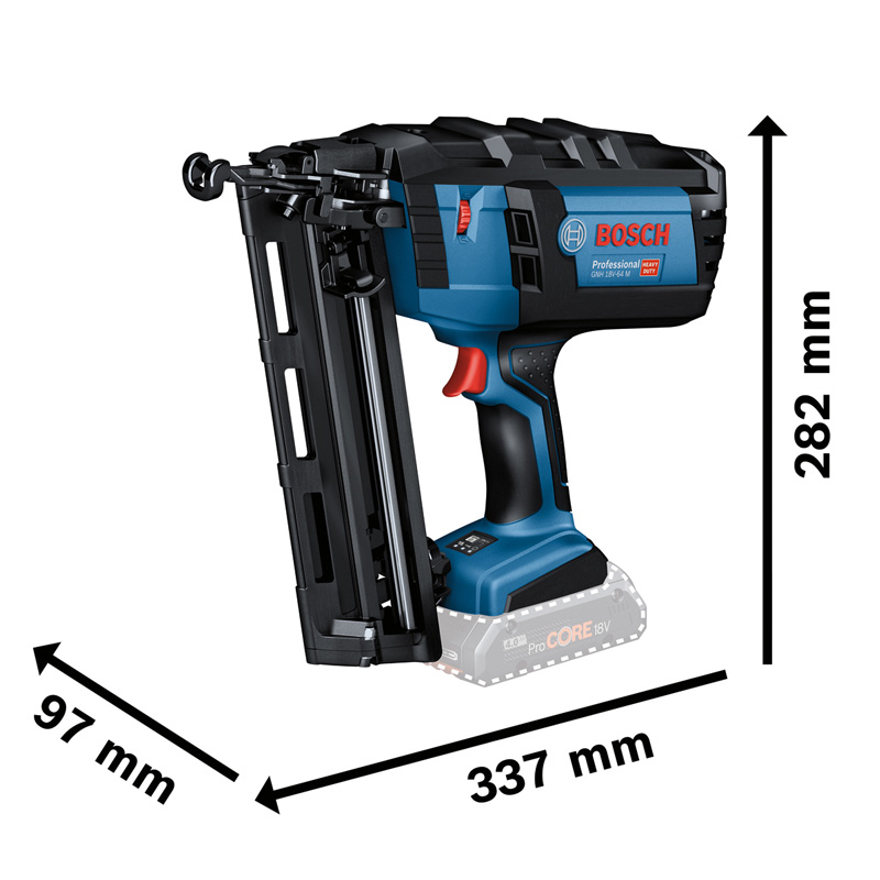 Pistol pentru cuie cu acumulatori BOSCH GNH 18V-64 M, 18V, 2x4.0 Ah, 32-64mm