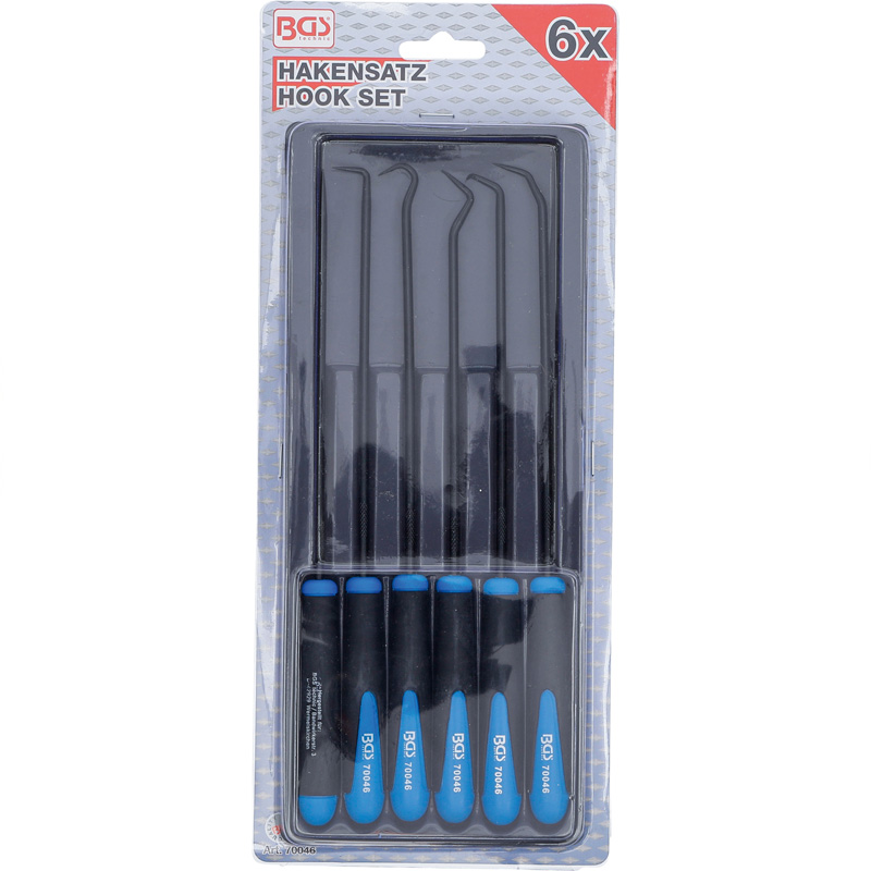 Set 6 carlige extra lungi cu maner de plastic, L= 245 mm, BGS