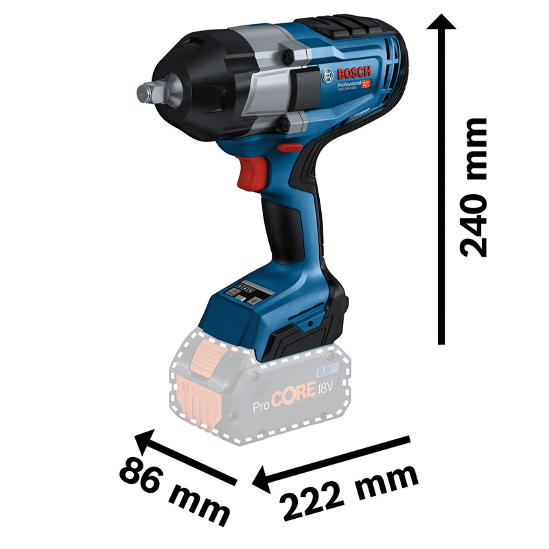 Masina de insurubat cu impact 18V, 2x5.0 Ah, 1000 Nm, BOSCH tip GDS 18V-1000