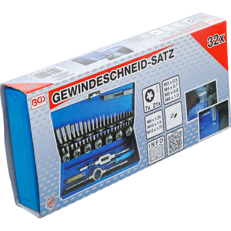 Set tarozi si filiere BGS 901, M3 - M12, 32 piese