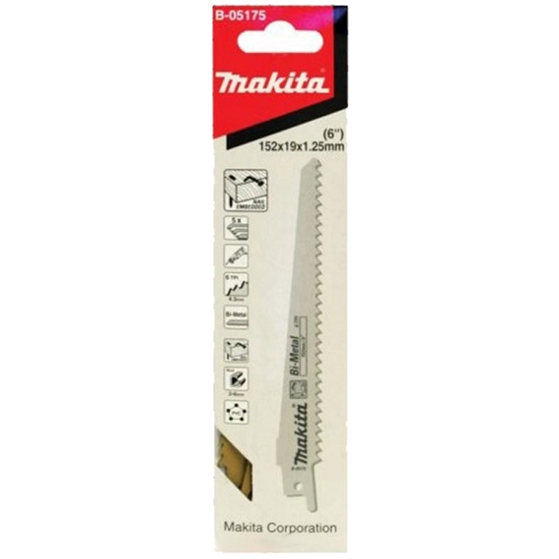 Set 5 panze pentru fierastraie sabie, pentru lemn si metal, 152 mm, Makita B-05175, set 5 buc