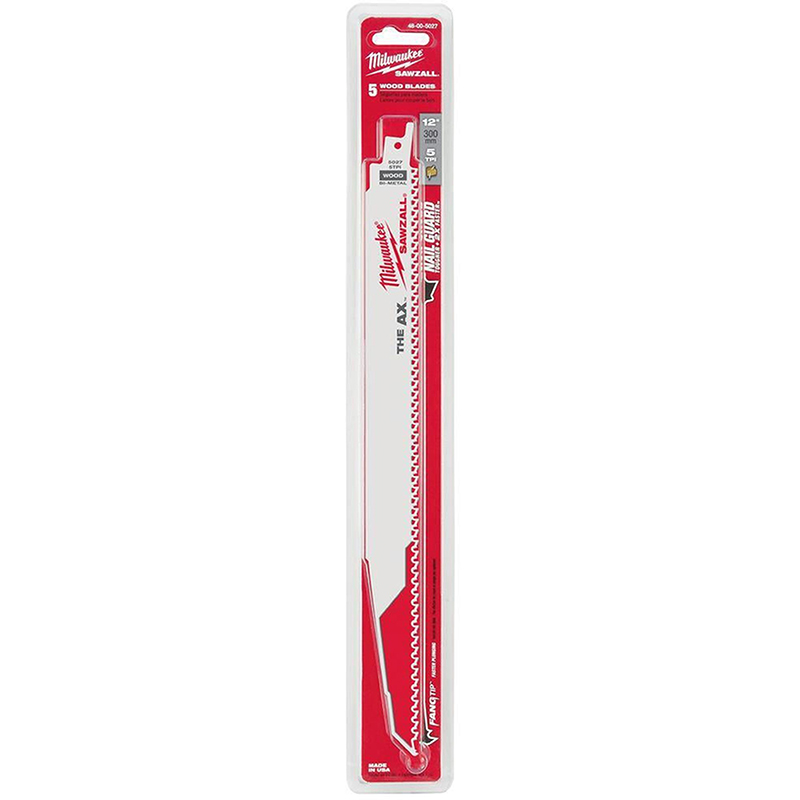 Panze pentru fierastrau sabie MILWAUKEE AX300 - 300mm, pentru lemn cu cuie, set 5 bucati
