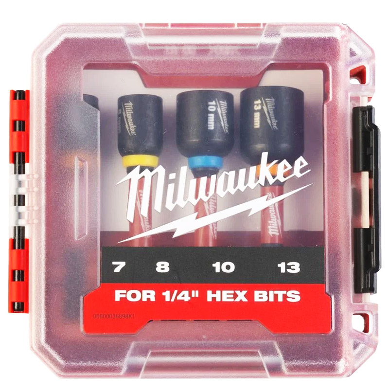 Set 4 chei tubulare magnetice de impact Milwaukee, pentru masini de insurubat, 1/4