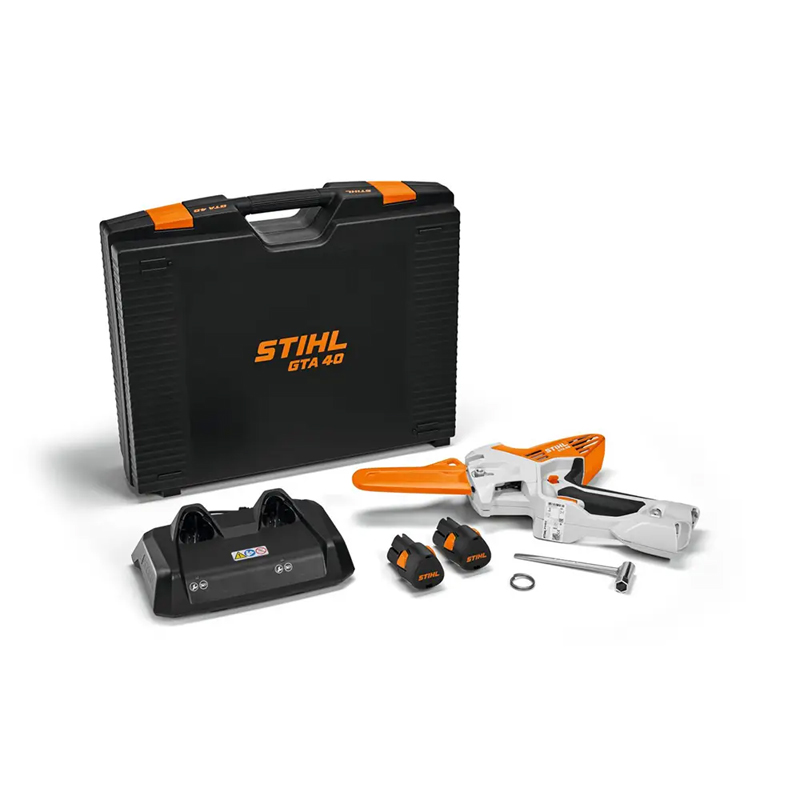 Electrofierastrau cu lant, cu acumulatori, Stihl, tip GTA40 Set (cu 2 acumulatori, incarcator si geanta transport), sistem AS