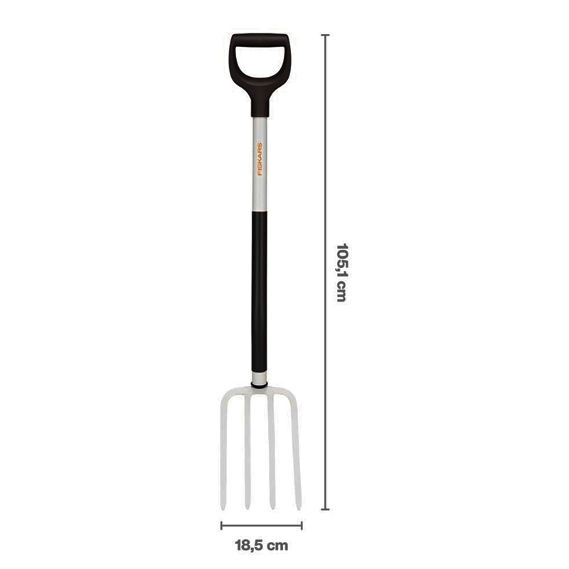 Furca pentru sapat/afanat material vegetal, 1.2 kg, coada 1130 mm, alba, Fiskars LIGHT