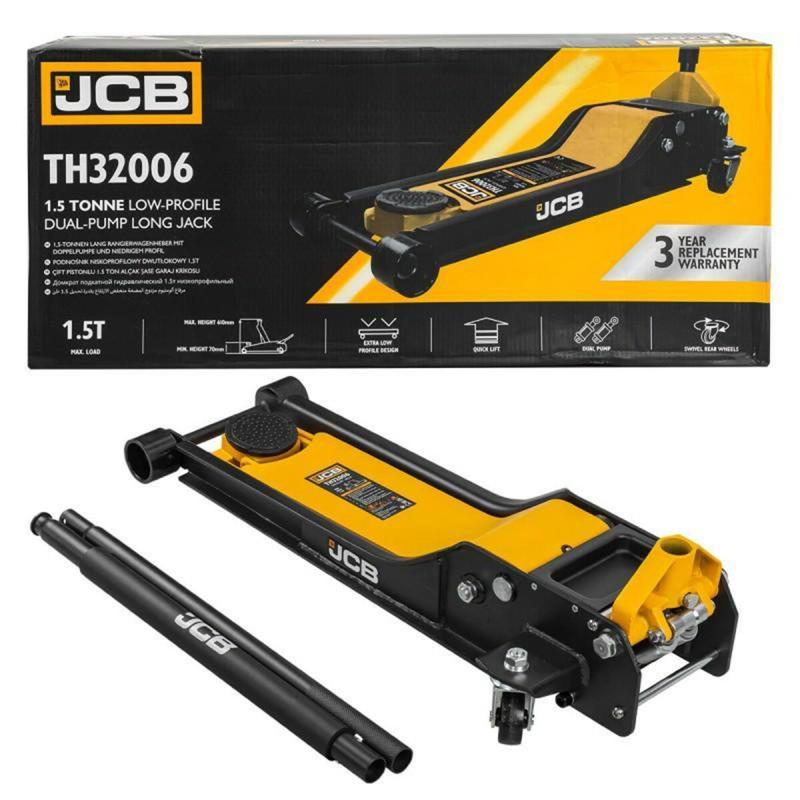 Cric hidraulic crocodil, profesional, cu garda joasa, lung, 1.5 t, 70 - 610 mm, JCB