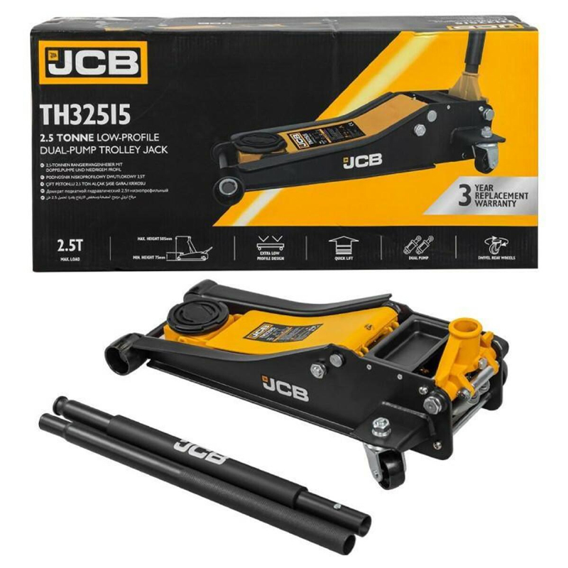 Cric hidraulic crocodil, profesional, cu garda joasa, 2.5 t, 75 - 505 mm, JCB