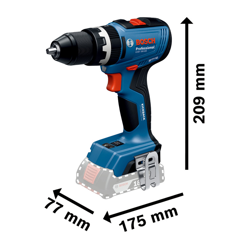 Masina de gaurit/insurubat cu percutie si acumulatori 18V Li-Ion, 31/65 Nm, SOLO, tip GSB 18V-65