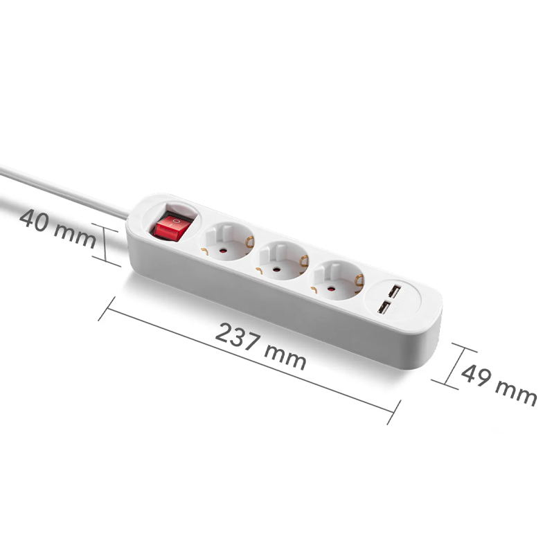 Prelungitor cu comutator, 3 prize + 2 USB, 3x1.5mm / 1.5m, 230V, Trotec, tip PVH3
