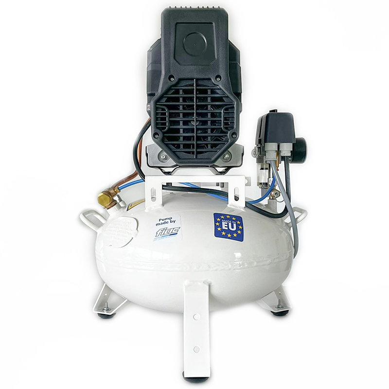 Compresor medical silentios TEHNIK-AIR 24/XS88 | pentru un scaun dentar, 140 l/min, butelie 24 l, 9 bar