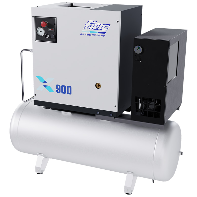 Compresor profesional cu șurub FIAC X900D/200 cu uscător și inverter - 10 bar, 848 l/min, rezervor (butelie) 200l