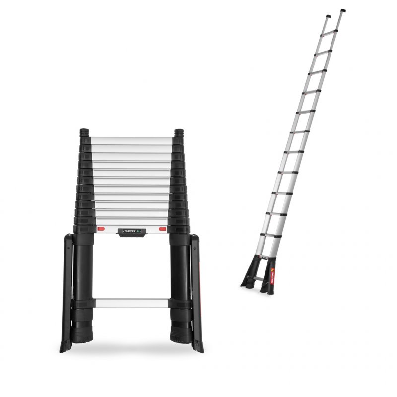 Scara telescopica, Telesteps, lungime extinsa 4.1m, 13 trepte 80mm, cu stabilizatoare, tip Prime-Line 4.1S