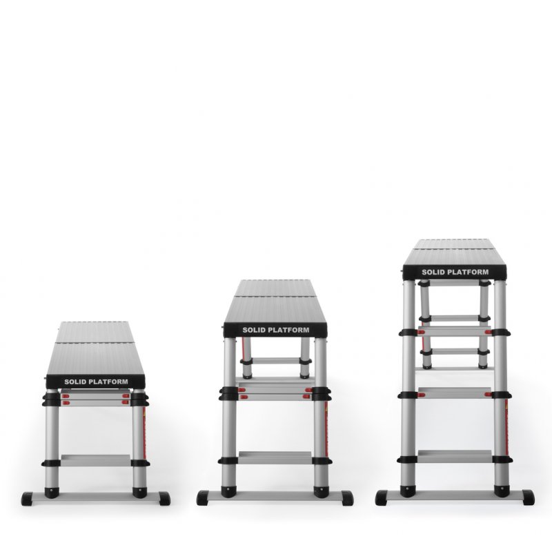 Scara telescopica cu platforma, Telesteps, 3 trepte 65mm, inaltime max. platforma 0.88m, inaltime max. de lucru 2.88m, tip Solid Line 