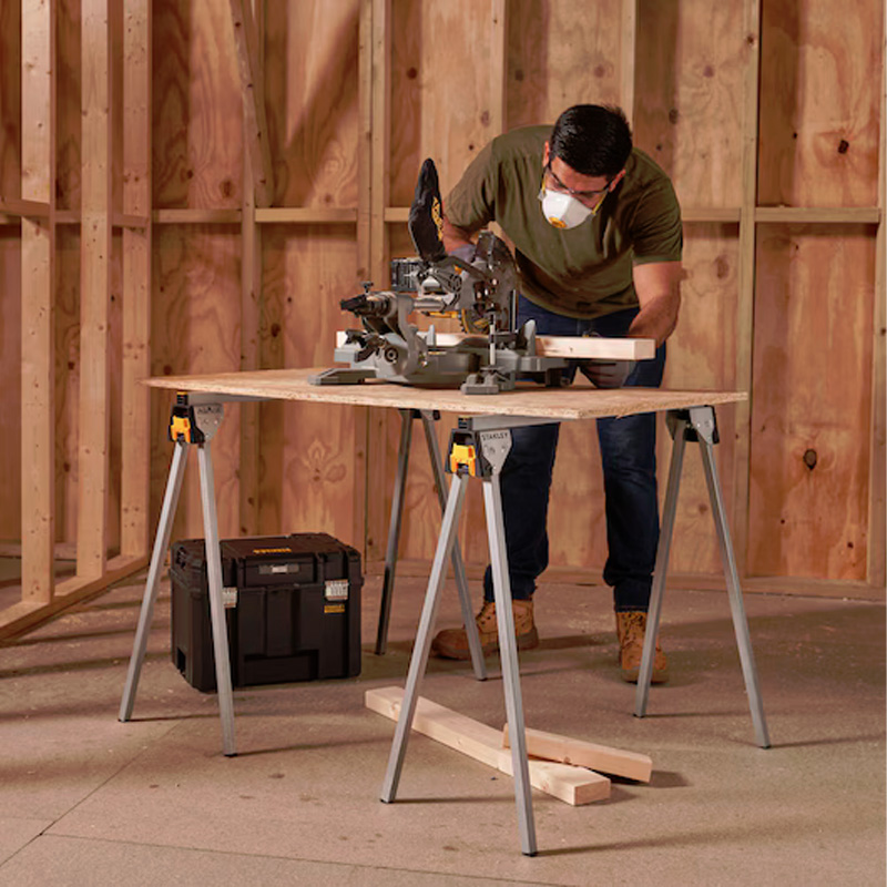 Set 2 capre metalice de taiat lemne 85.5x73.6x42.4 cm, capacitate max. 450 kg, pliabile, STANLEY® ESSENTIAL STST81337-1