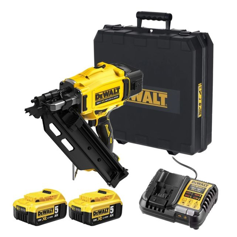 Pistol pentru cuie cu acumulatori Dewalt DCN930P2-QW, 18V, 2 x 5.0 Ah, 90 mm