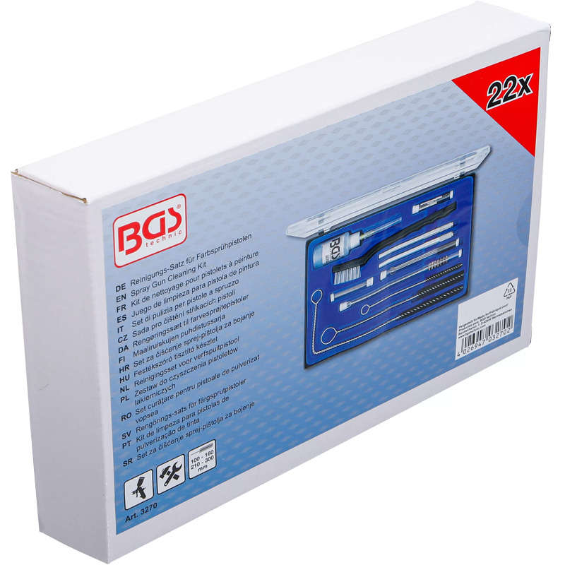 Set curatat pistoale de vopsit pneumatice, 22 piese, BGS