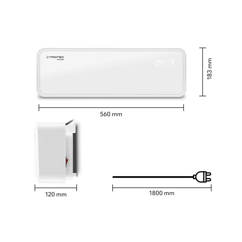 Incalzitor electric de perete Trotec TFC-W28E, 2kW, cu ventilator si telecomanda/termostat digital