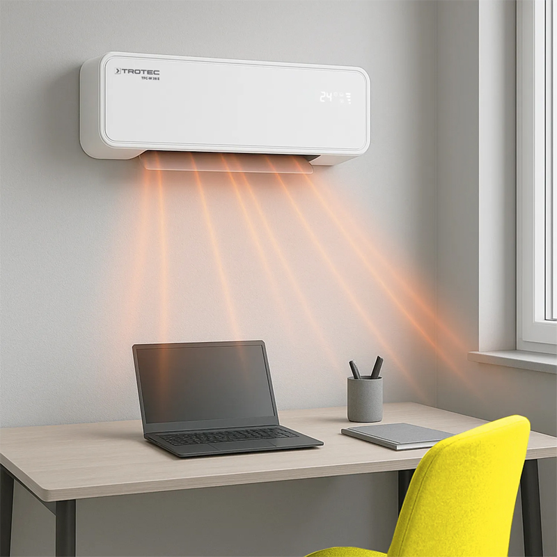 Incalzitor electric de perete Trotec TFC-W28E, 2kW, cu ventilator si telecomanda/termostat digital