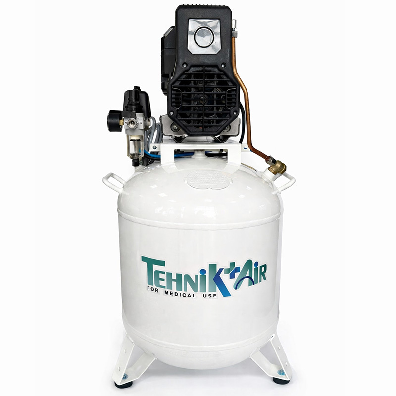 Compresor medical silentios TEHNIK-AIR 50/XS258 | pentru 2-3 scaune dentare, 230 l/min, butelie 50 l, 9 bar