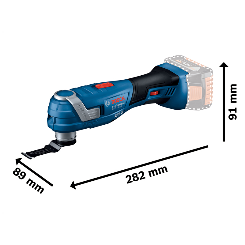 Multicutter profesional 18V, 2x4.0Ah, cu 5 accesorii, L-Boxx, Bosch tip GOP 185-LI