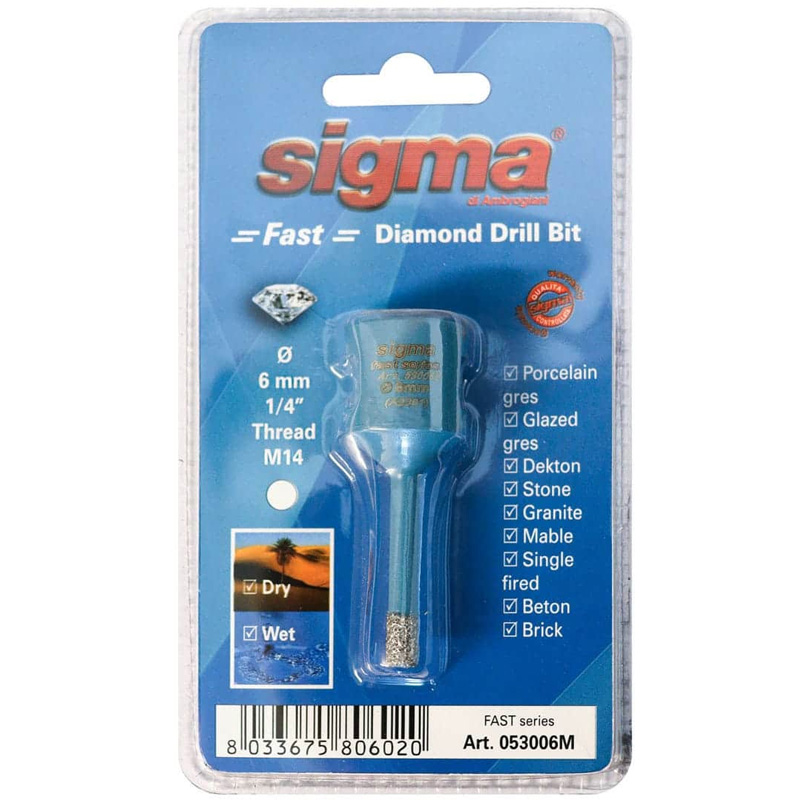 Carota diamantata pentru placi ceramice, 6 mm, prindere M14, SIGMA
