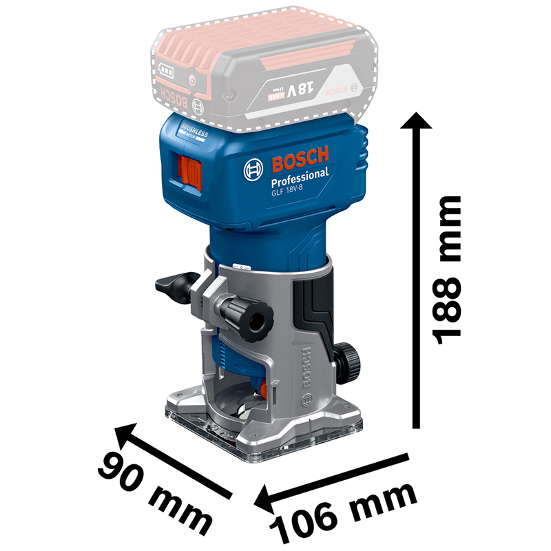 Masina de frezat verticala Bosch 18V, SOLO, tip GLF 18V-8 Masina de frezat verticala Bosch 18V, SOLO, tip GLF 18V-8