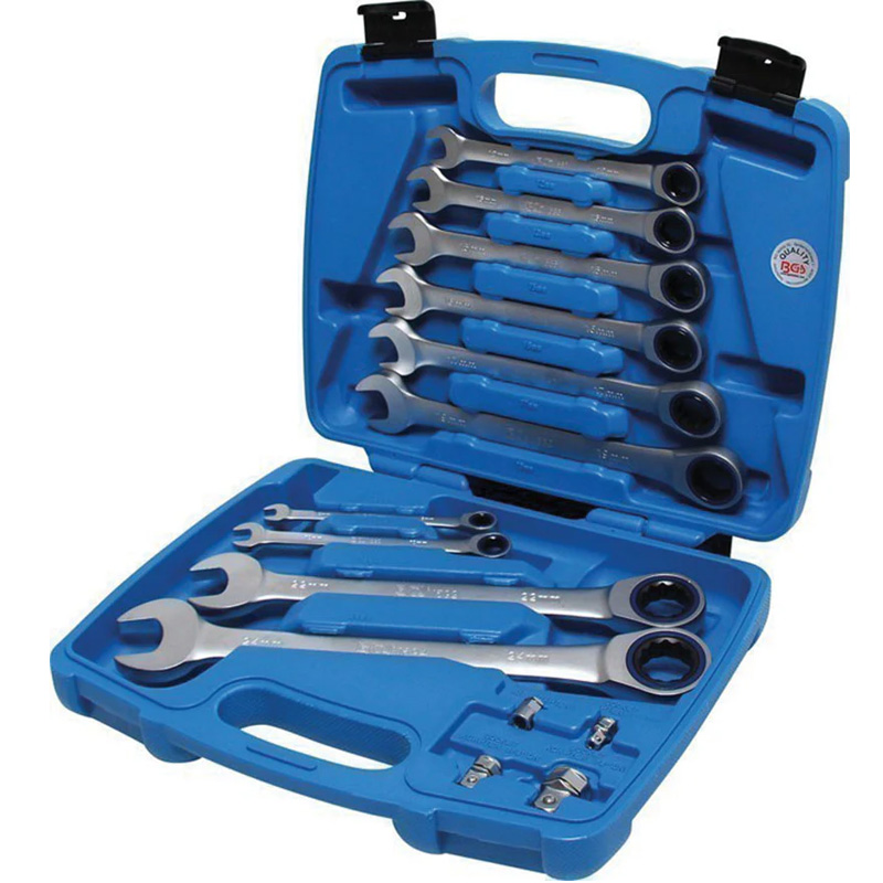 Set 10 chei cu clichet + adaptoare, geanta, BGS