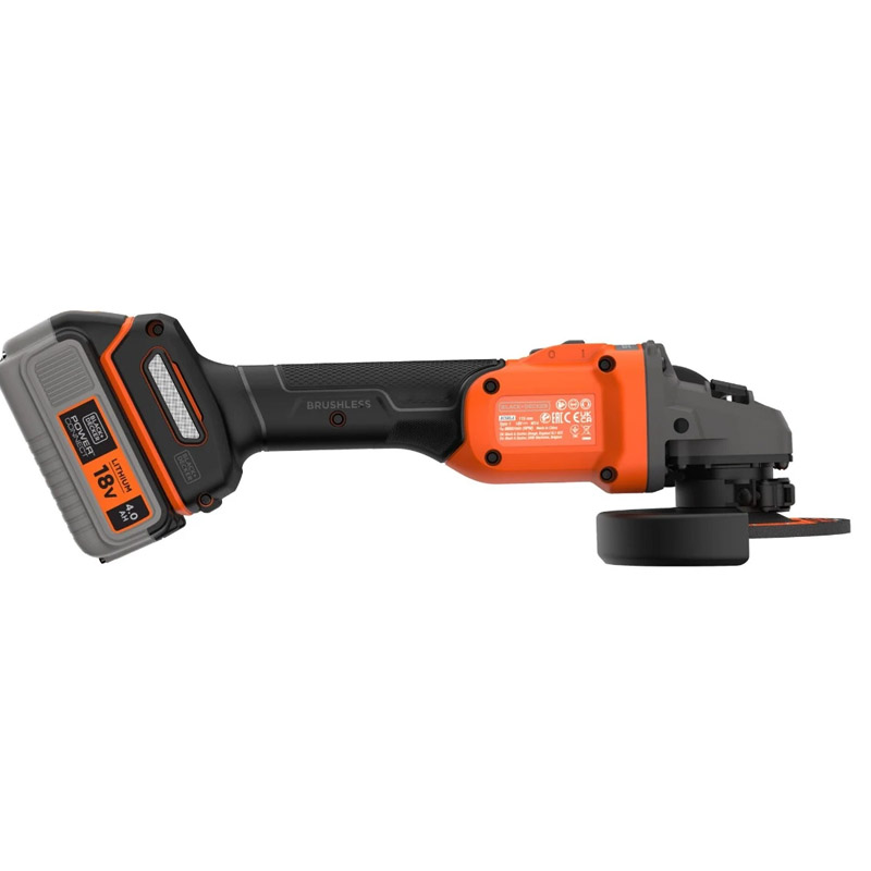 Polizor unghiular BLACK&DECKER, cu acumulatori 18V Li-Ion 1x 2.0Ah, 115mm, 7600rpm, tip BCG6L8D1S-QW