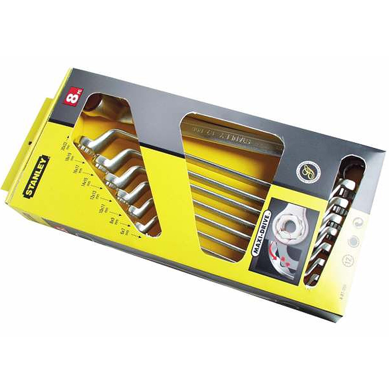 Set 8 chei inelare cu cot 6 - 22 mm, STANLEY Maxi-Drive Plus
