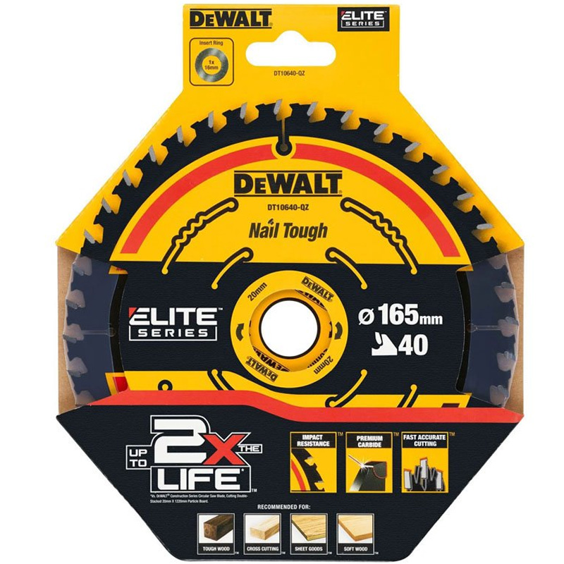Disc (panza) pentru fierastrau circular, 165x20x1.65 mm, 40 dinti, pentru lemn, Dewalt tip DT10640-QZ