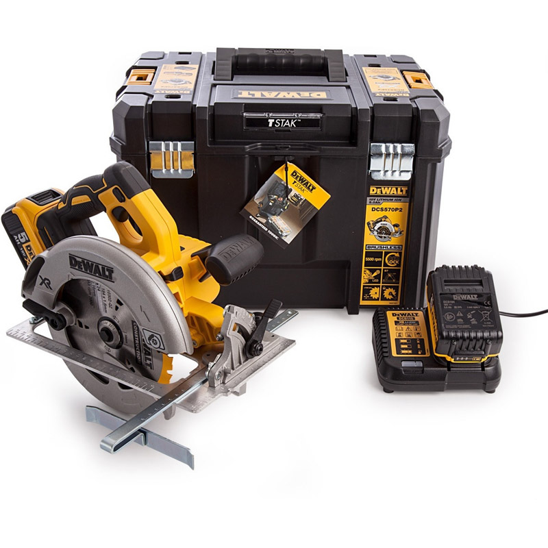 Fierastrau circular cu acumulatori 18V Li-Ion XR, 2 x 5.0 Ah, disc 184 mm, tip DCS570P2-QW