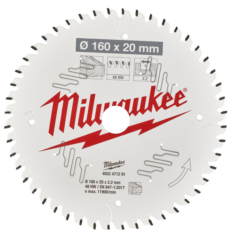 Panza circular de mana, pentru lemn, 160x20x2.2x48ATB, Milwaukee tip CSB P W