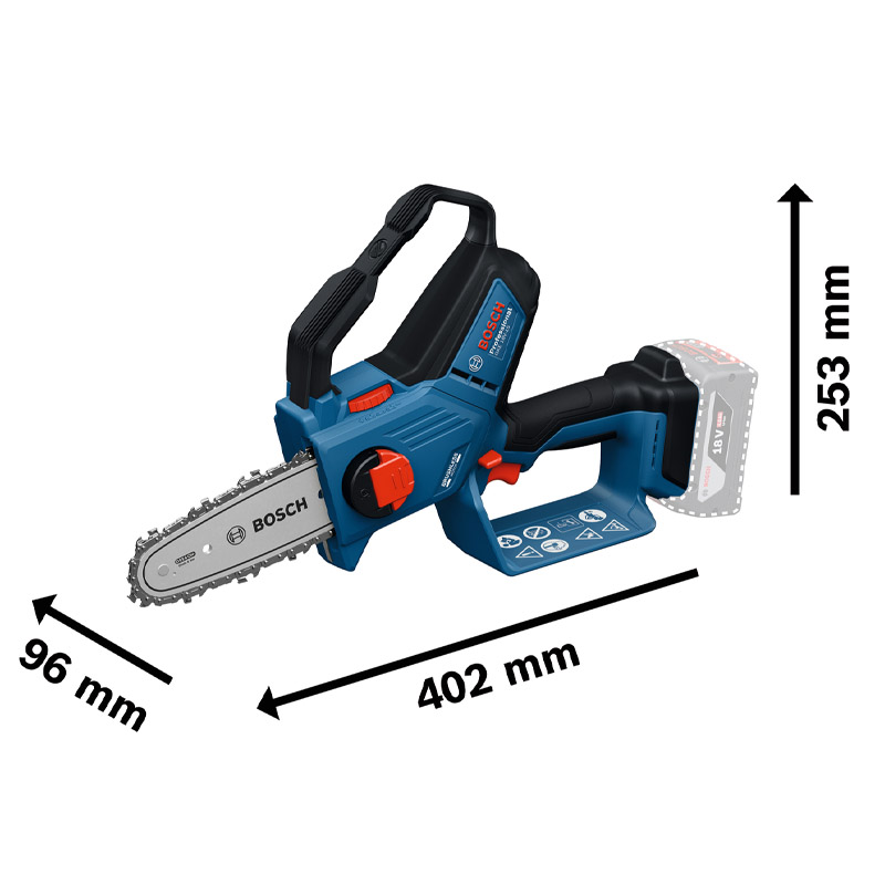 Electroferastrau de taiat crengi, cu lant si acumulatori 18V Li-Ion, Bosch tip GKE 18V-15, SOLO