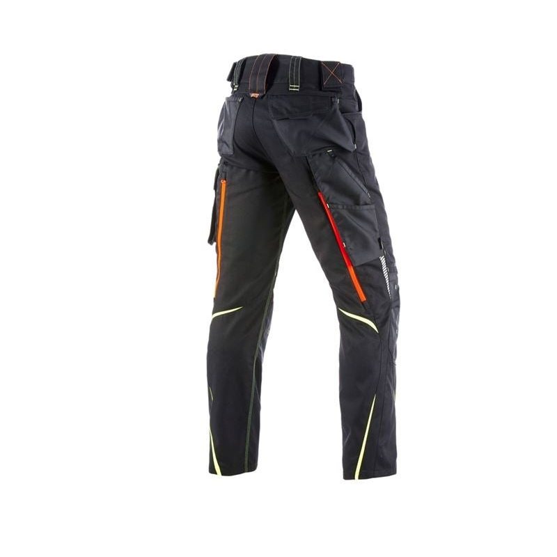 Pantaloni de lucru ergonomici Strauss, e.s.motion 2020, negru-galben/portocaliu fosforescent, marimea 46