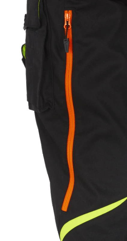 Pantaloni de lucru ergonomici Strauss, e.s.motion 2020, negru-galben/portocaliu fosforescent, marimea 58