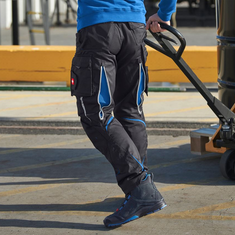 Pantaloni de lucru ergonomici Strauss, e.s.motion 2020, negru grafit-albastru, marimea 38