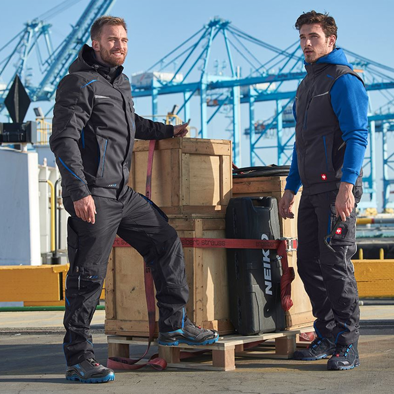 Pantaloni de lucru ergonomici Strauss, e.s.motion 2020, negru grafit-albastru, marimea 38