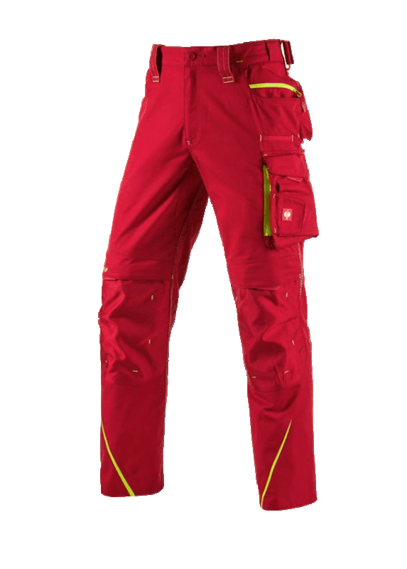Pantaloni de lucru ergonomici Strauss, e.s.motion 2020, rosu/galben fosforescent, marimea 38