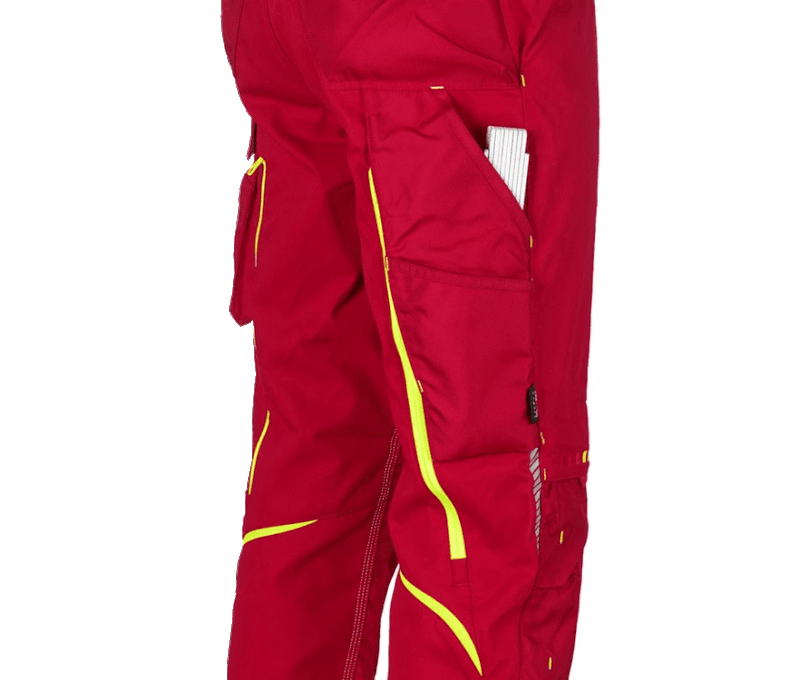 Pantaloni de lucru ergonomici Strauss, e.s.motion 2020, rosu/galben fosforescent, marimea 38