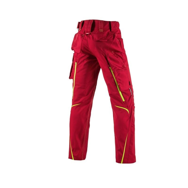 Pantaloni de lucru ergonomici Strauss, e.s.motion 2020, rosu/galben fosforescent, marimea 38