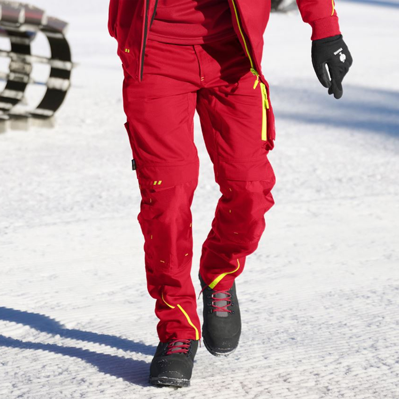 Pantaloni de lucru ergonomici Strauss, e.s.motion 2020, rosu/galben fosforescent, marimea 38