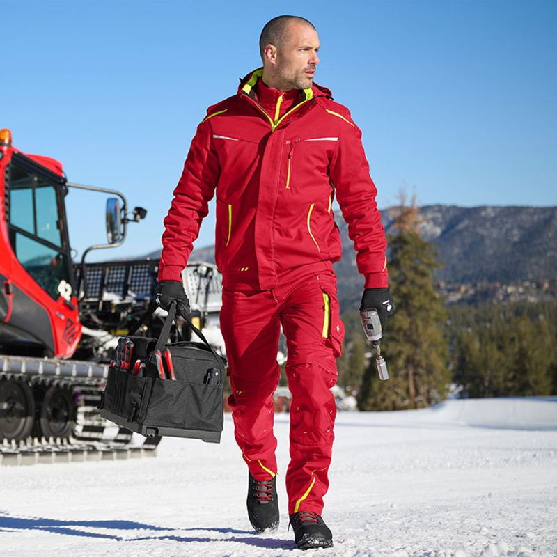 Pantaloni de lucru ergonomici Strauss, e.s.motion 2020, rosu/galben fosforescent, marimea 38