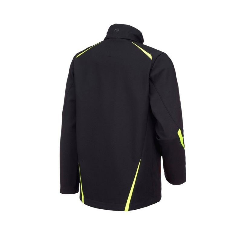 Geacă Softshell de lucru Strauss, e.s. motion 2020, negru-galben/portocaliu fosforescent, marimea L