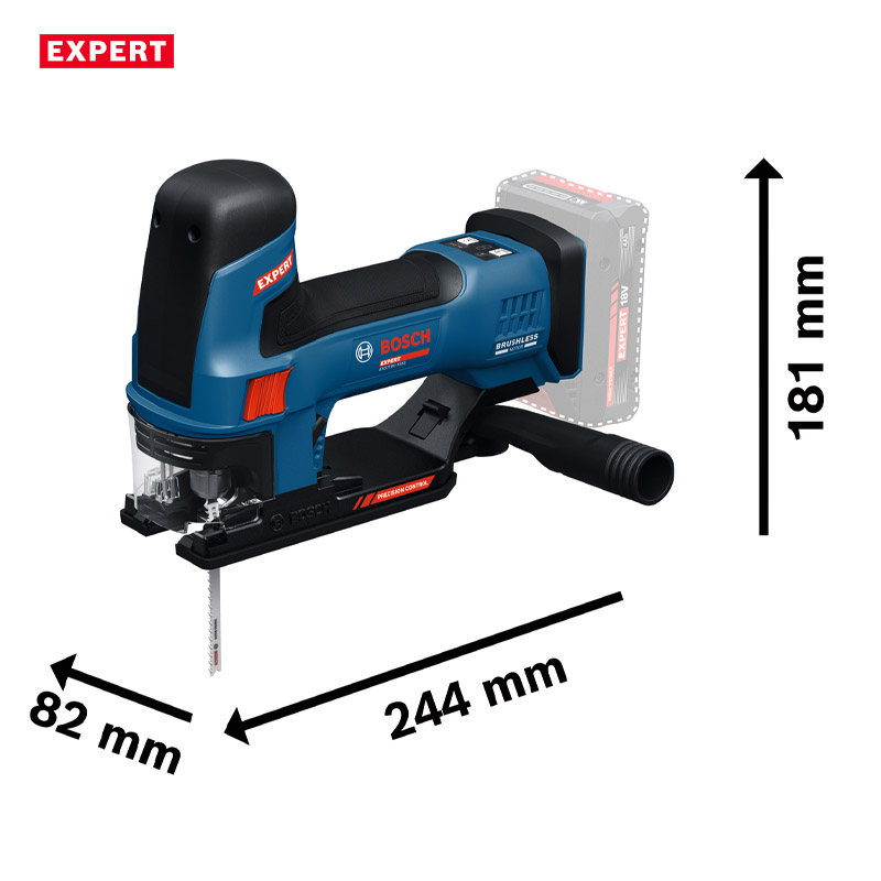 Fierastrau vertical (pendular) cu acumulatori 18V BOSCH Profesional EXPERT L-BOXX, 155 mm tip EXST 18V-155 S EXPERT (SOLO)