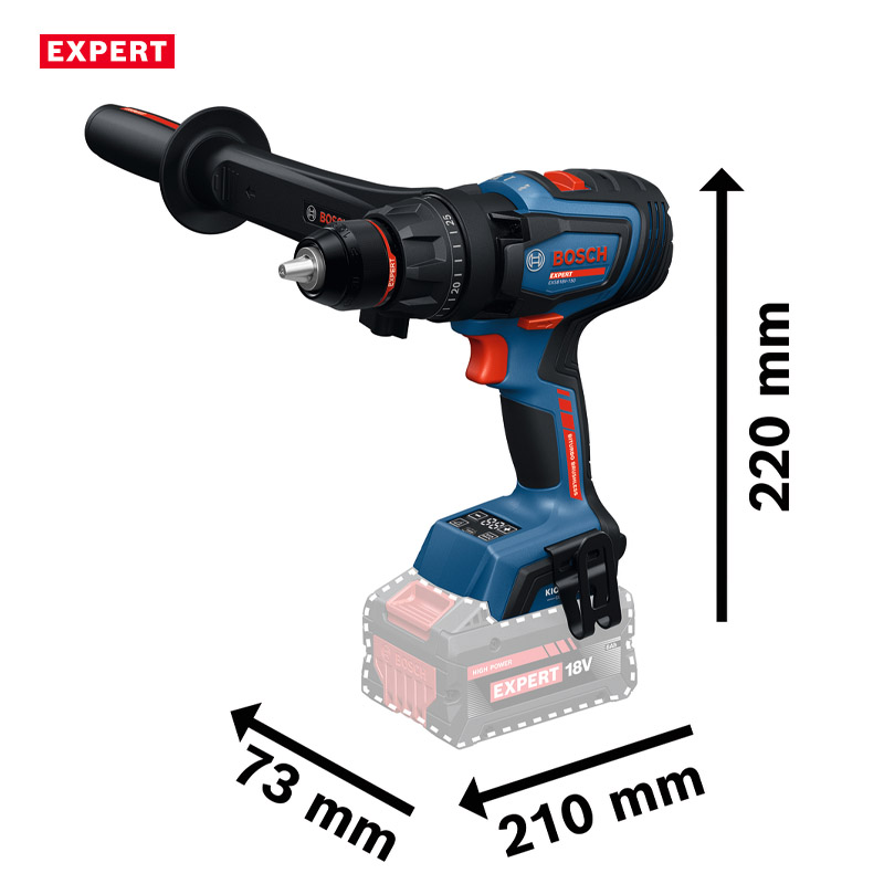 Masina de gaurit si insurubat cu percutie si acumulatori 18V 2x 8.0Ah, BOSCH Profesional EXPERT L-BOXX, 150Nm, tip EXSB 18V-150 EXPERT